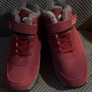 Red Fur-Lined Sneakers